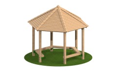 3m Hexagonal Timber Shelter with Seating