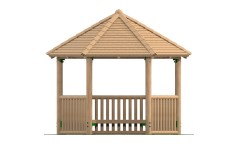 3m Hexagonal Timber Shelter with Seating and Balistrade Sides
