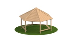 5m Hexagonal Timber Shelter with Seating